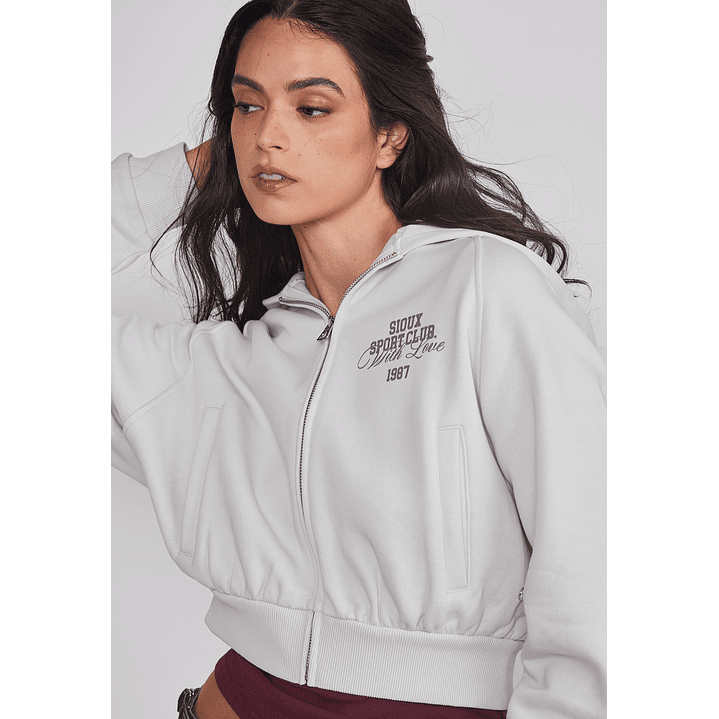 Polerón Mujer Crop Athletic Gris Sioux 5