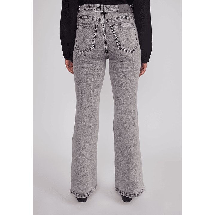 Jeans Mujer Flare Tiro Alto Gris Sioux 2