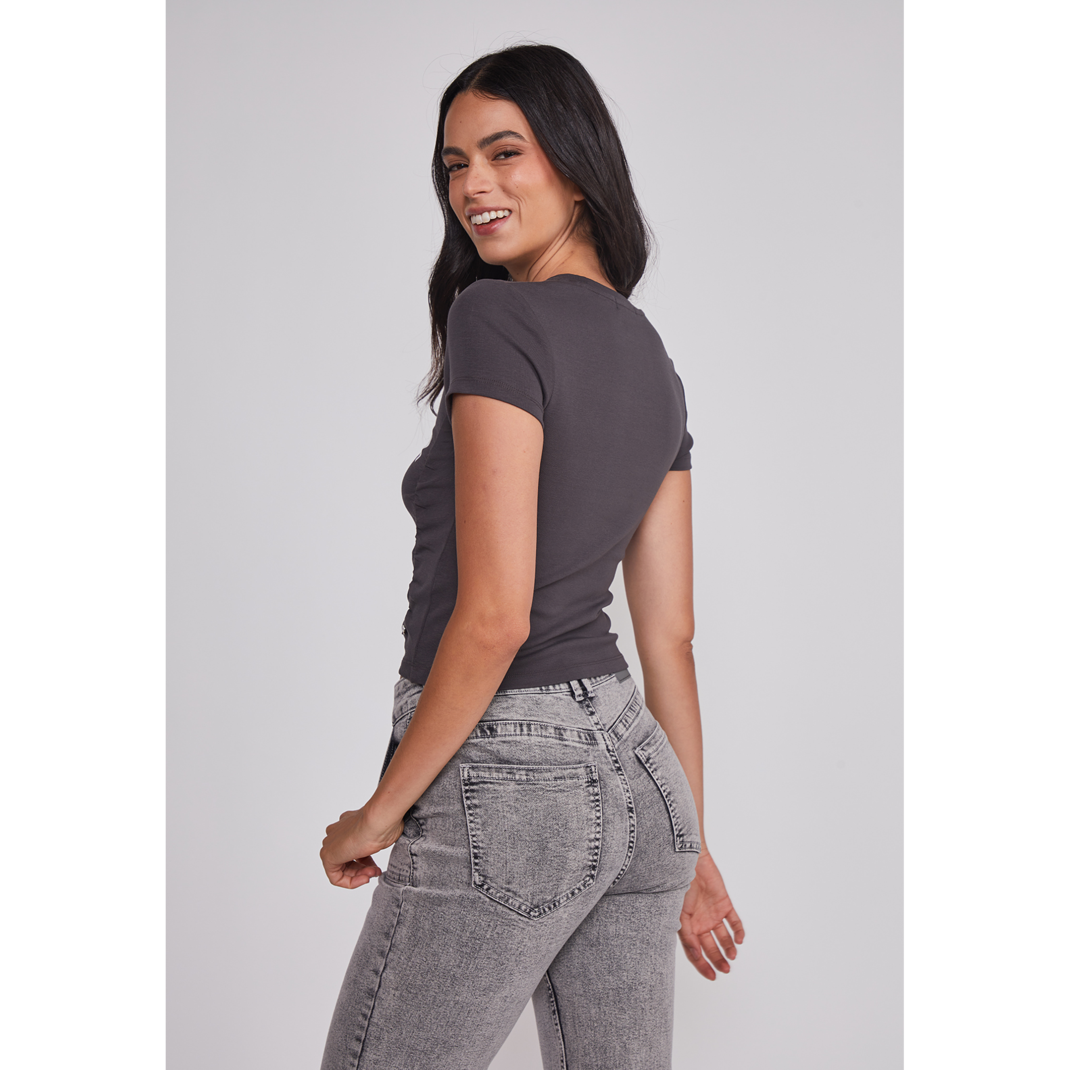 Polera Mujer Recogidos Laterales Acero Sioux 2