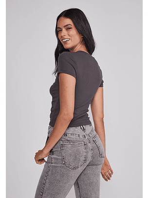 Polera Mujer Recogidos Laterales Acero Sioux