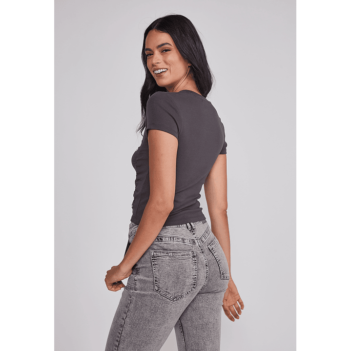 Polera Mujer Recogidos Laterales Acero Sioux 2