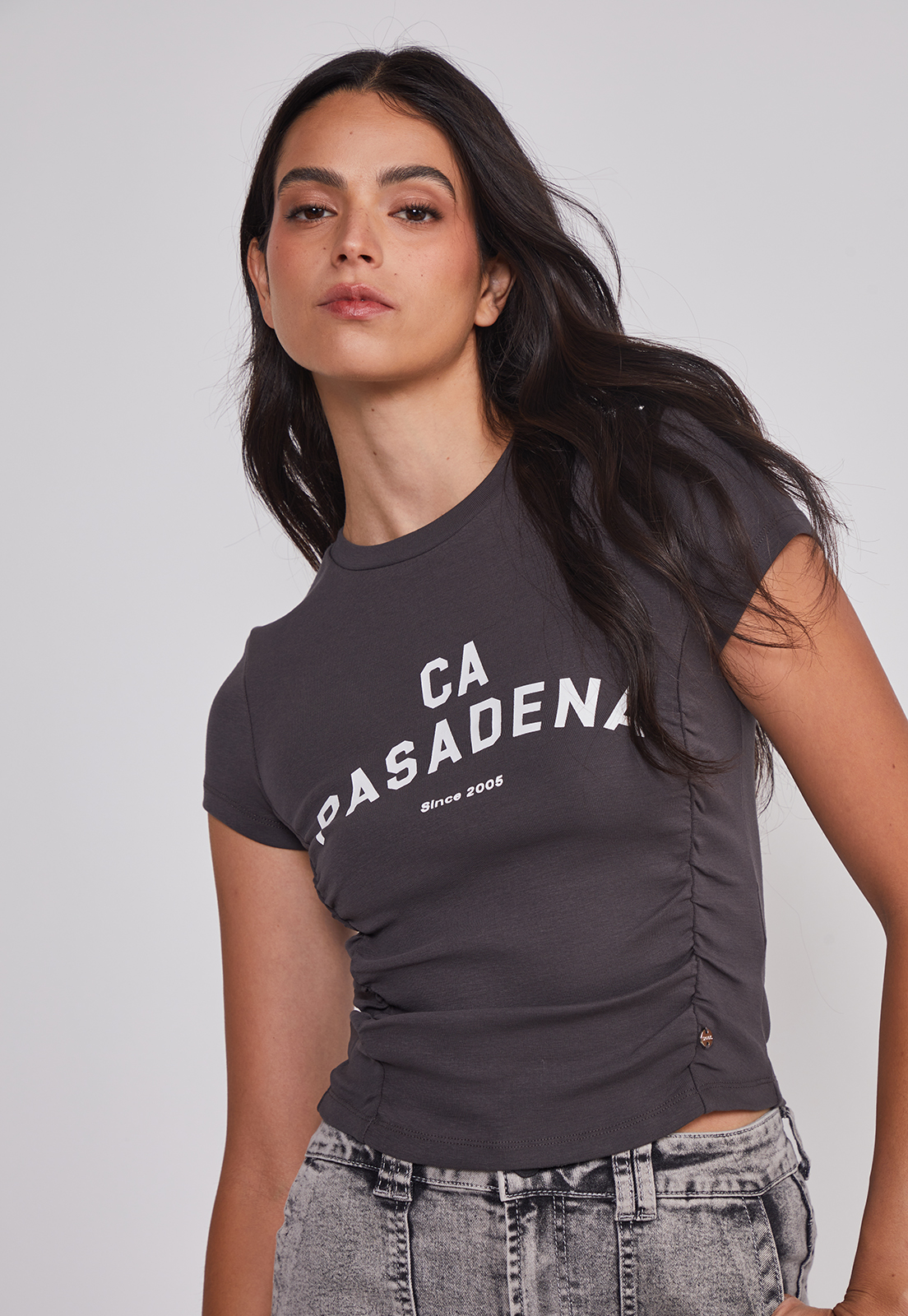 Polera Mujer Recogidos Laterales Acero Sioux 4