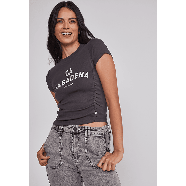Polera Mujer Recogidos Laterales Acero Sioux 5