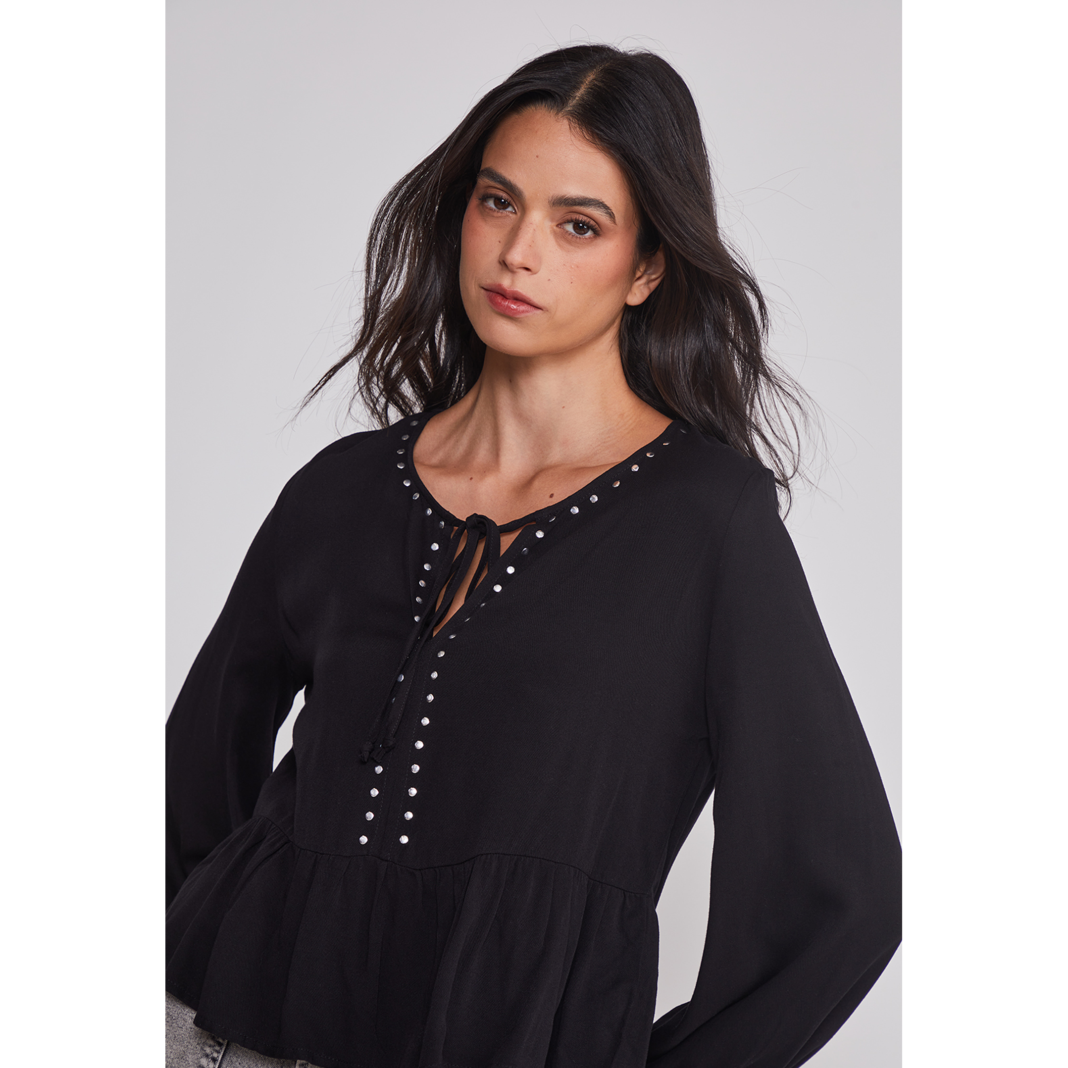 Blusa Mujer Boho Tachas Negro Sioux 5