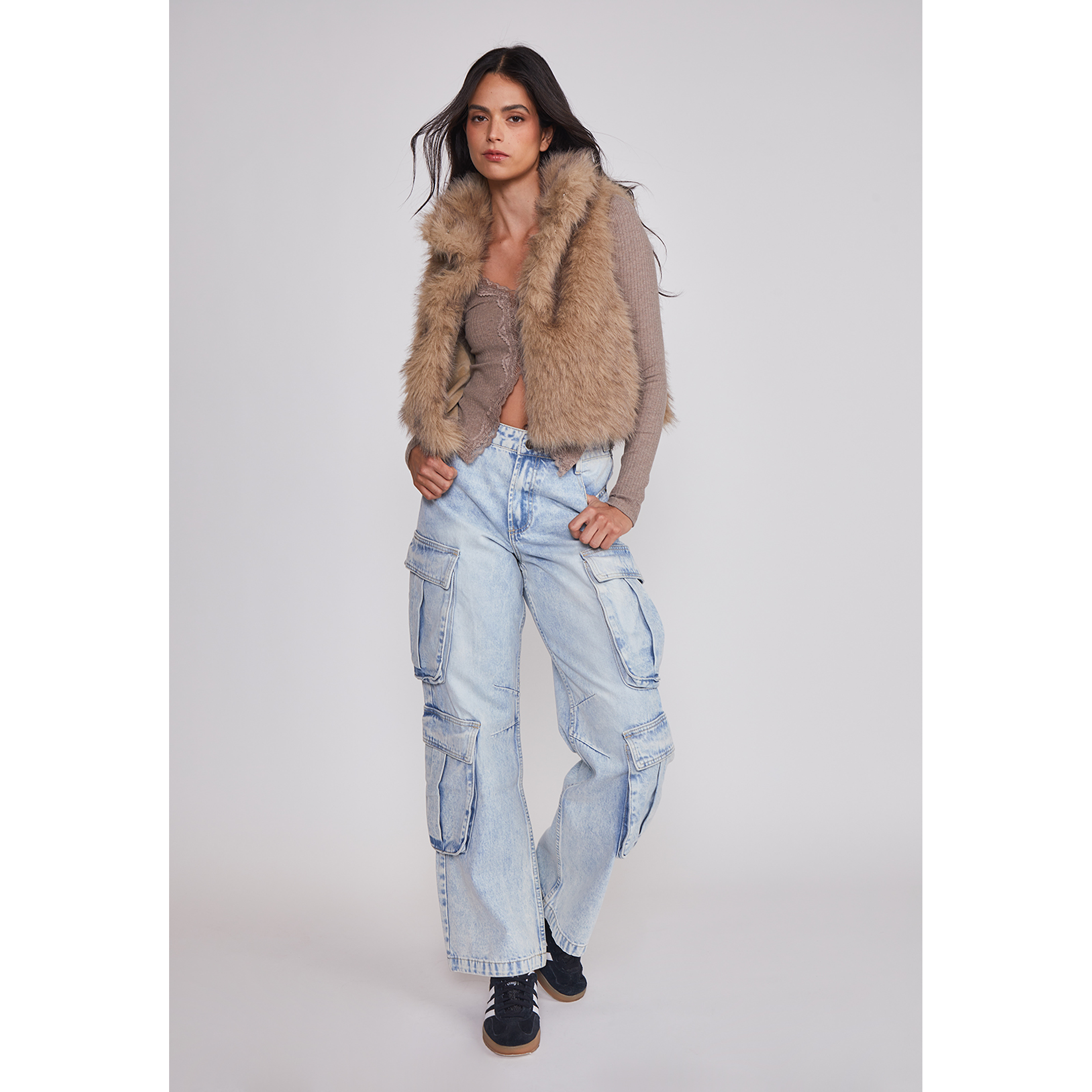 Chaqueta Mujer Sin Manga Piel Beige Sioux 3