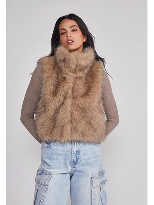 Chaqueta Mujer Sin Manga Piel Beige Sioux