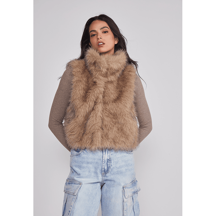 Chaqueta Mujer Sin Manga Piel Beige Sioux 1