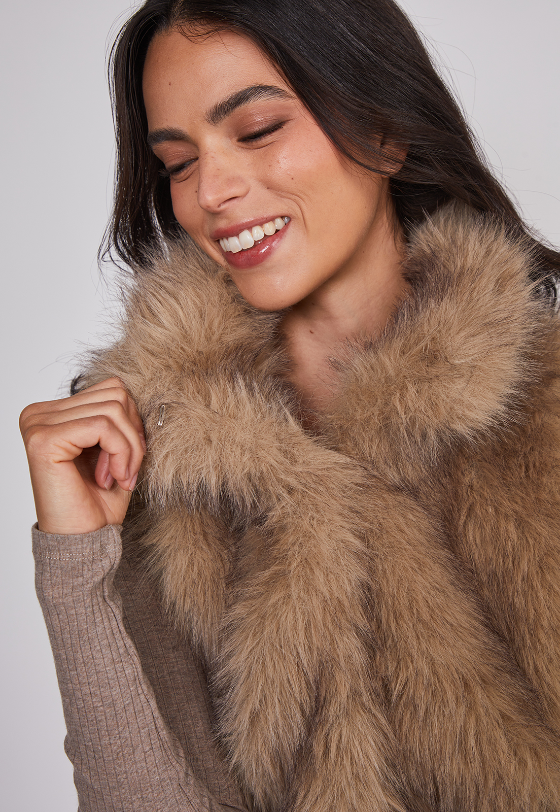 Chaqueta Mujer Sin Manga Piel Beige Sioux 5