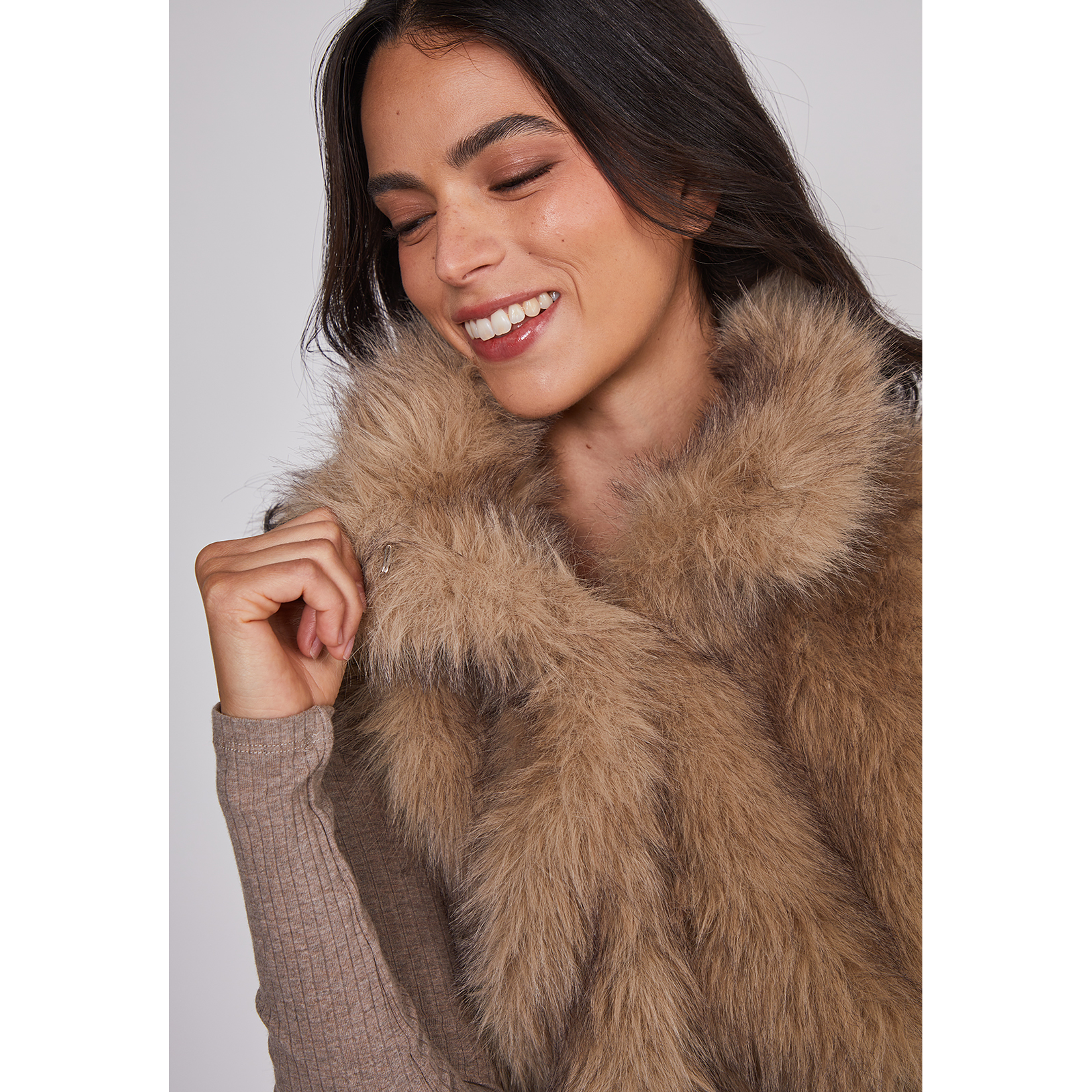 Chaqueta Mujer Sin Manga Piel Beige Sioux 5