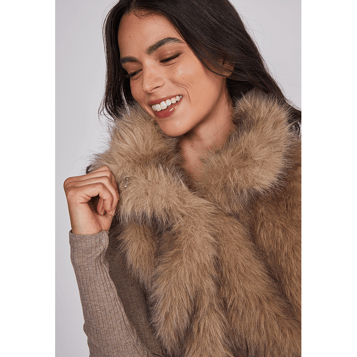 Chaqueta Mujer Sin Manga Piel Beige Sioux 5