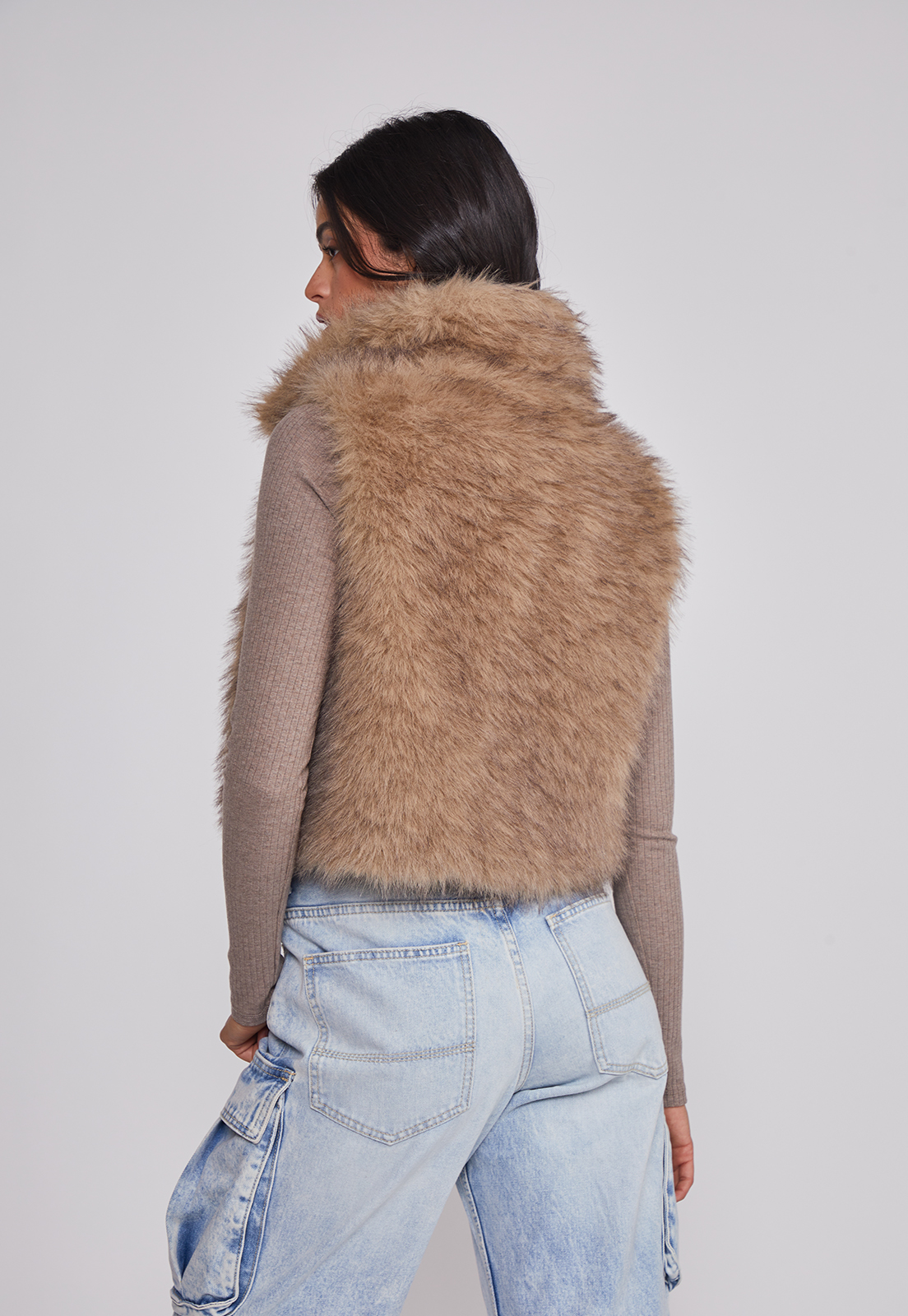 Chaqueta Mujer Sin Manga Piel Beige Sioux 2