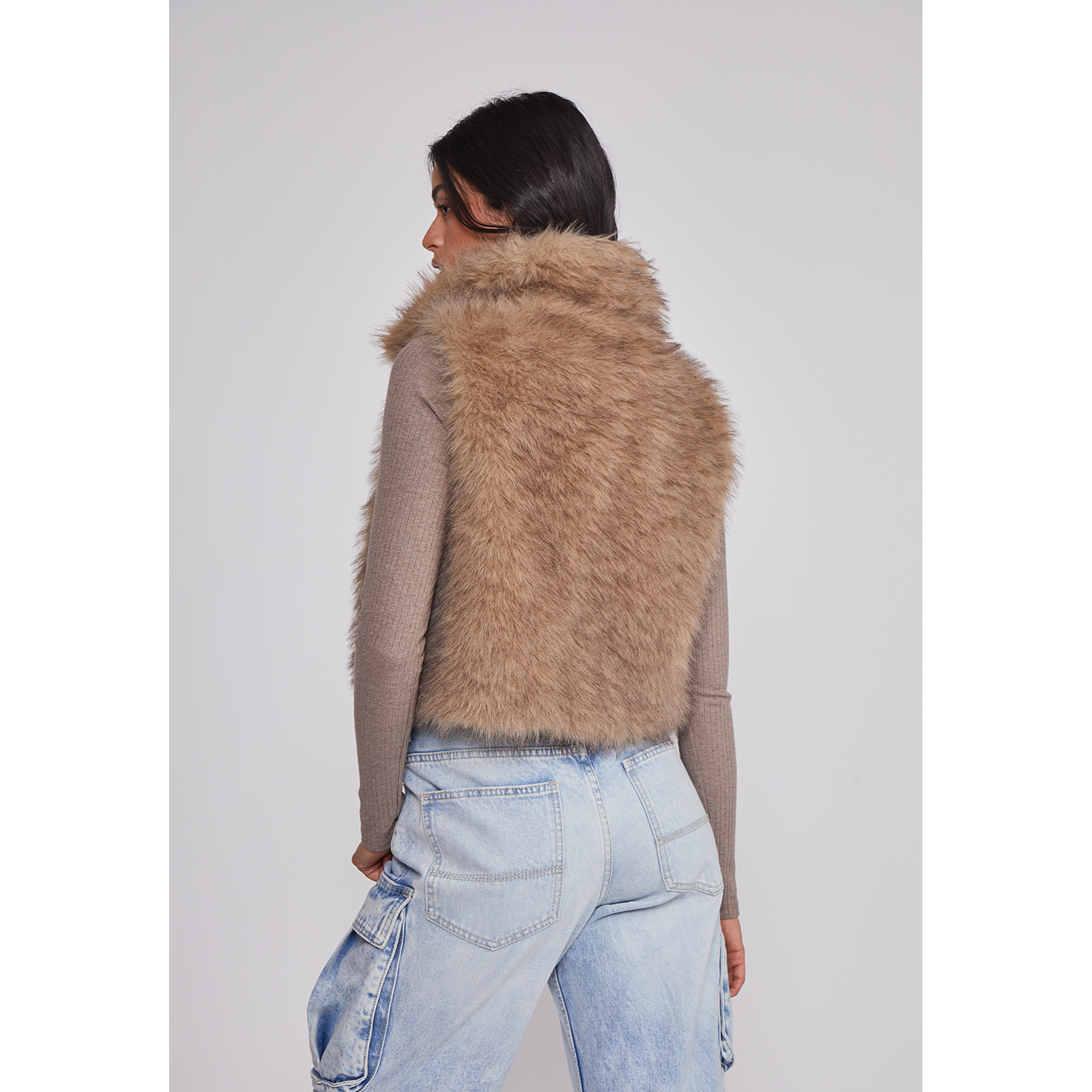 Chaqueta Mujer Sin Manga Piel Beige Sioux 2