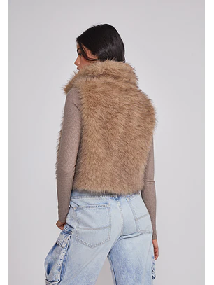 Chaqueta Mujer Sin Manga Piel Beige Sioux