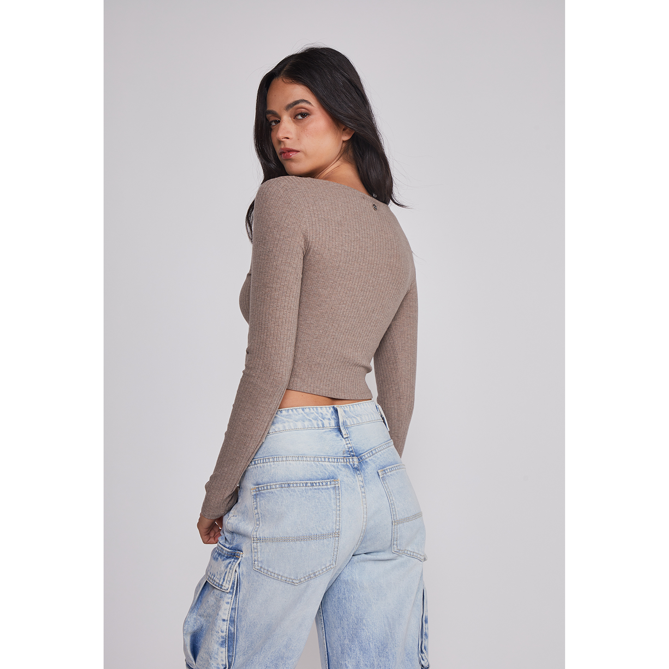 Polera Mujer Detalles Encaje Arena Sioux 2