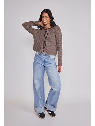 Jeans Mujer Folded Tiro Alto Celeste Sioux