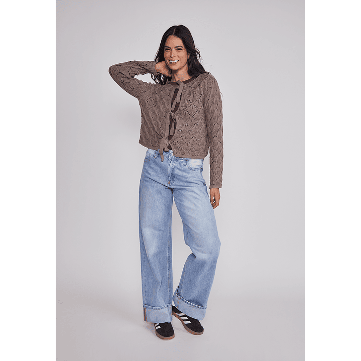 Jeans Mujer Folded Tiro Alto Celeste Sioux 3