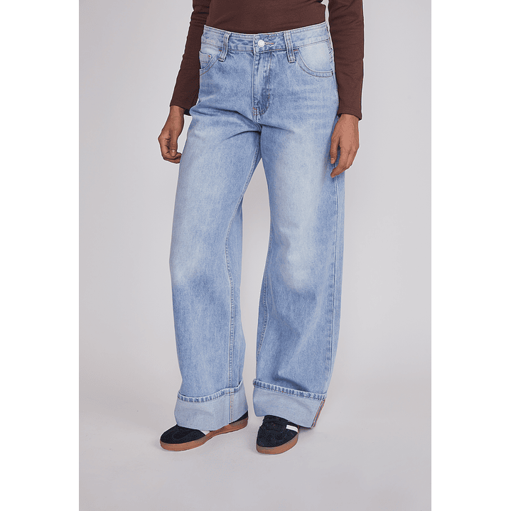 Jeans Mujer Folded Tiro Alto Celeste Sioux 1