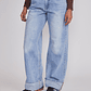 Jeans Mujer Folded Tiro Alto Celeste Sioux - Miniatura 1