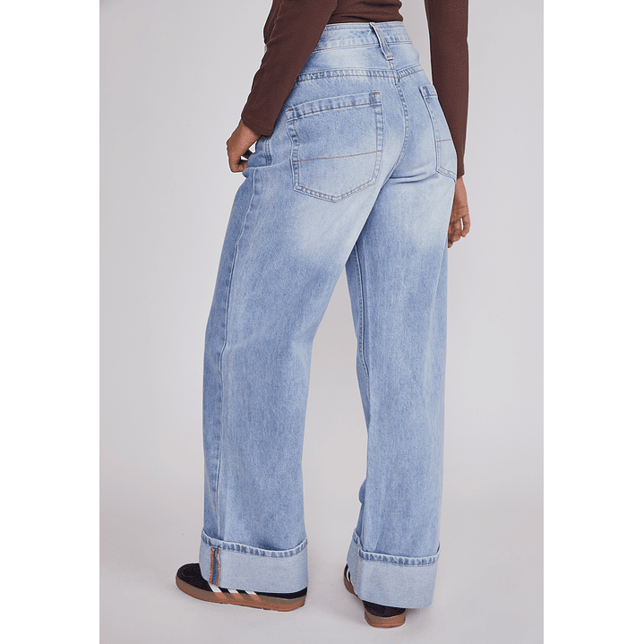 Jeans Mujer Folded Tiro Alto Celeste Sioux 2