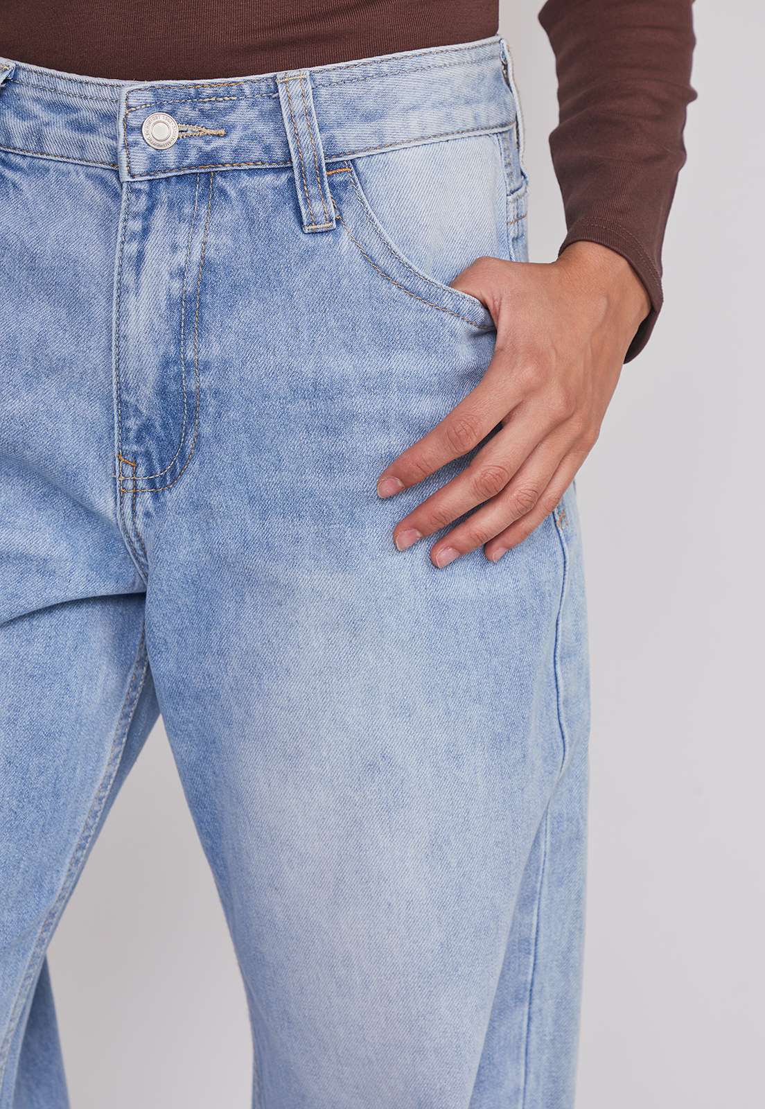 Jeans Mujer Folded Tiro Alto Celeste Sioux 6