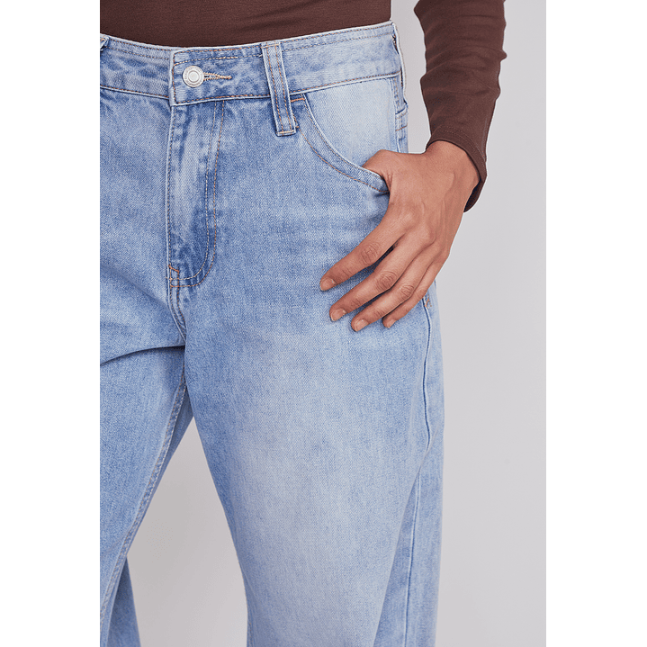 Jeans Mujer Folded Tiro Alto Celeste Sioux 6