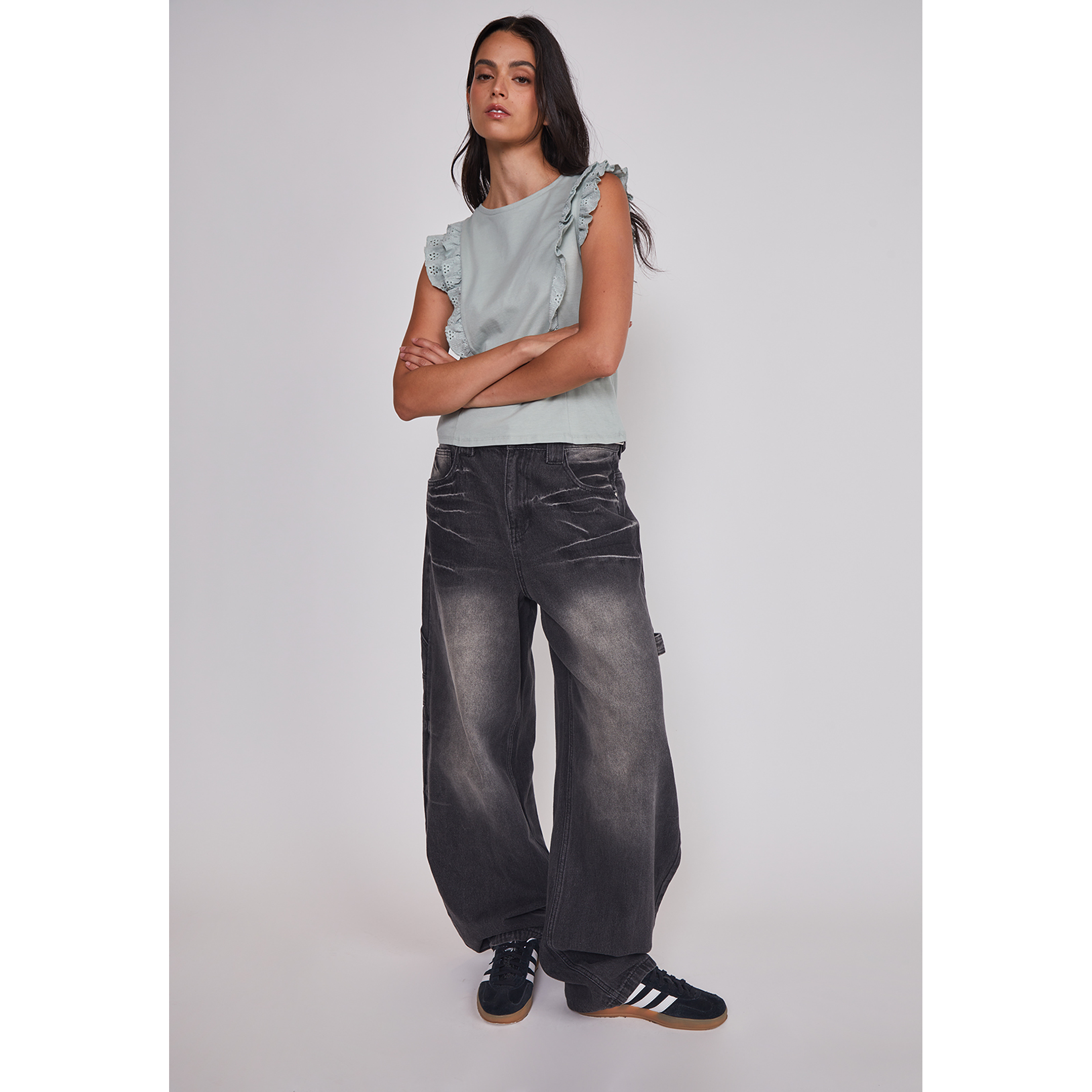 Jeans Mujer Balloon Carpenter Negro Sioux 4