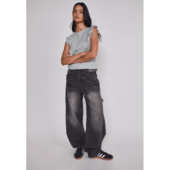 Jeans Mujer Balloon Carpenter Negro Sioux 4