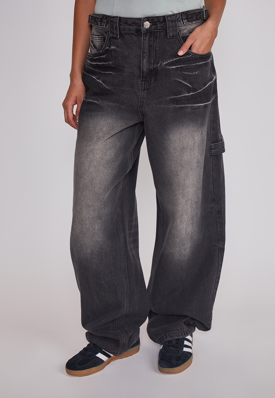 Jeans Mujer Balloon Carpenter Negro Sioux 1
