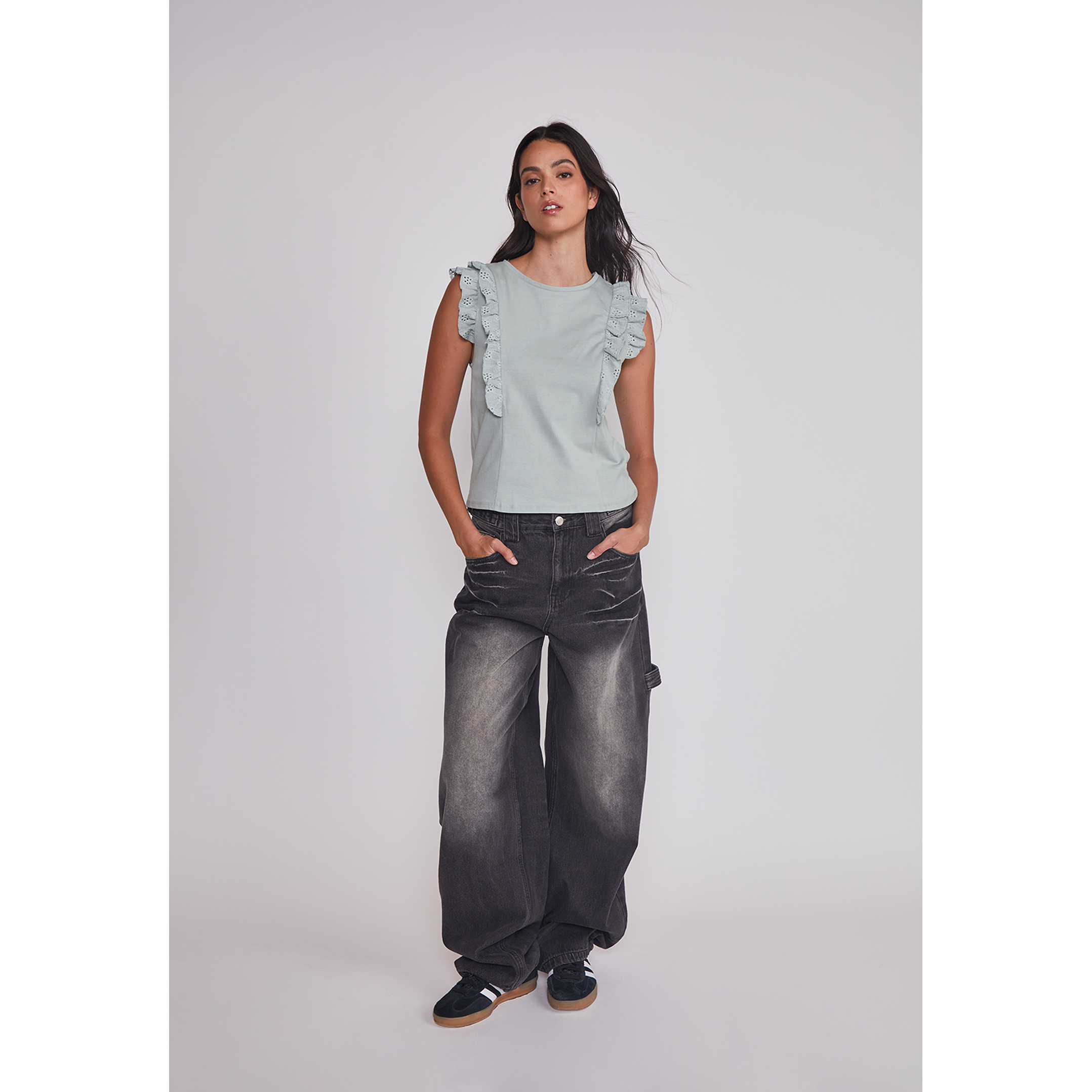Jeans Mujer Balloon Carpenter Negro Sioux 3