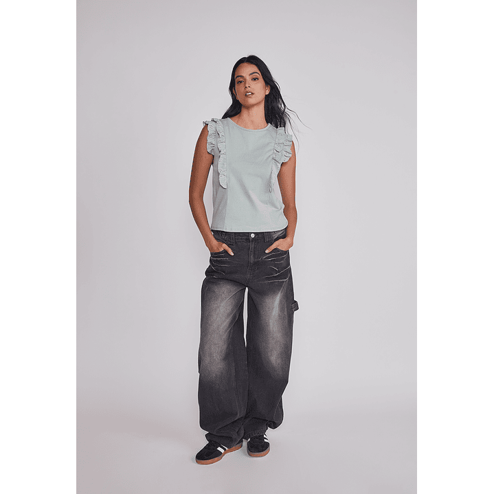 Jeans Mujer Balloon Carpenter Negro Sioux 3