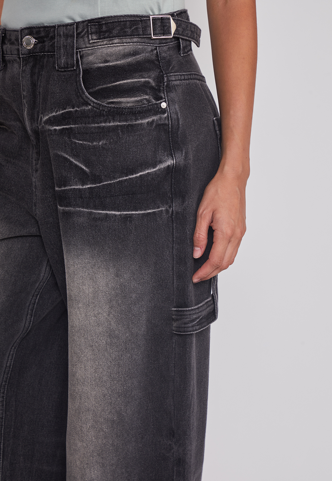 Jeans Mujer Balloon Carpenter Negro Sioux 5