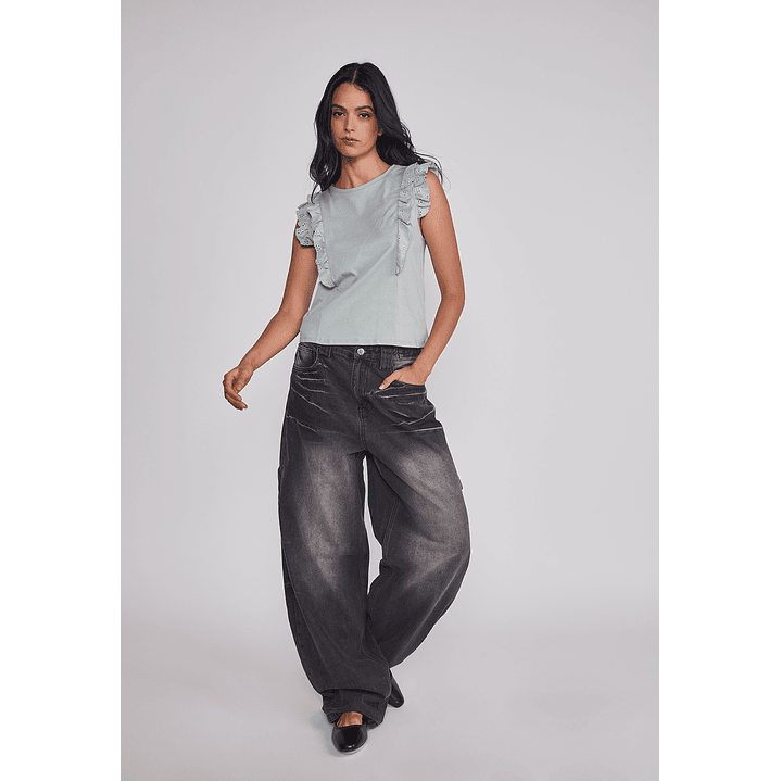 Peto Mujer Vuelos Manga Verde Sioux 3