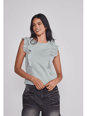 Peto Mujer Vuelos Manga Verde Sioux