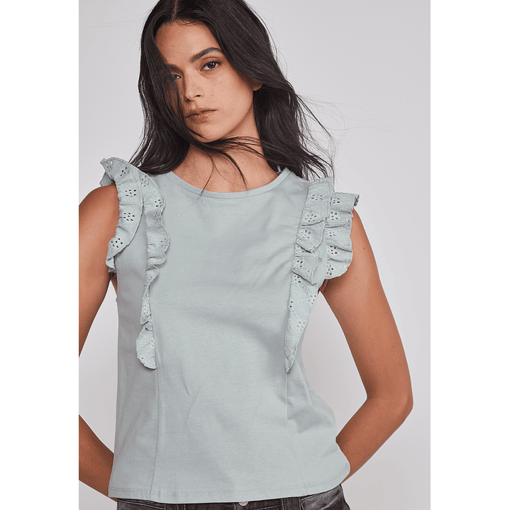 Peto Mujer Vuelos Manga Verde Sioux 4