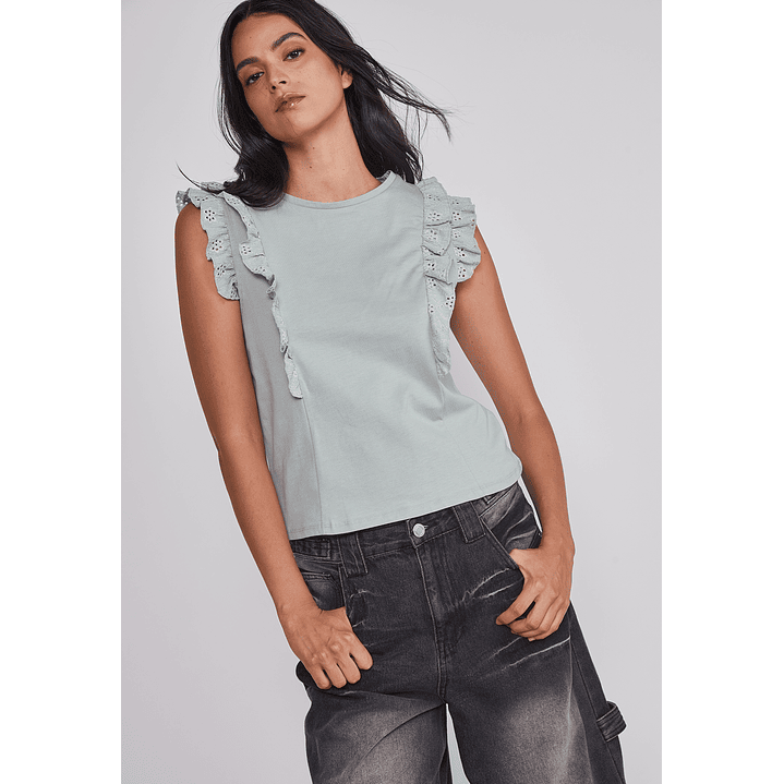 Peto Mujer Vuelos Manga Verde Sioux 5