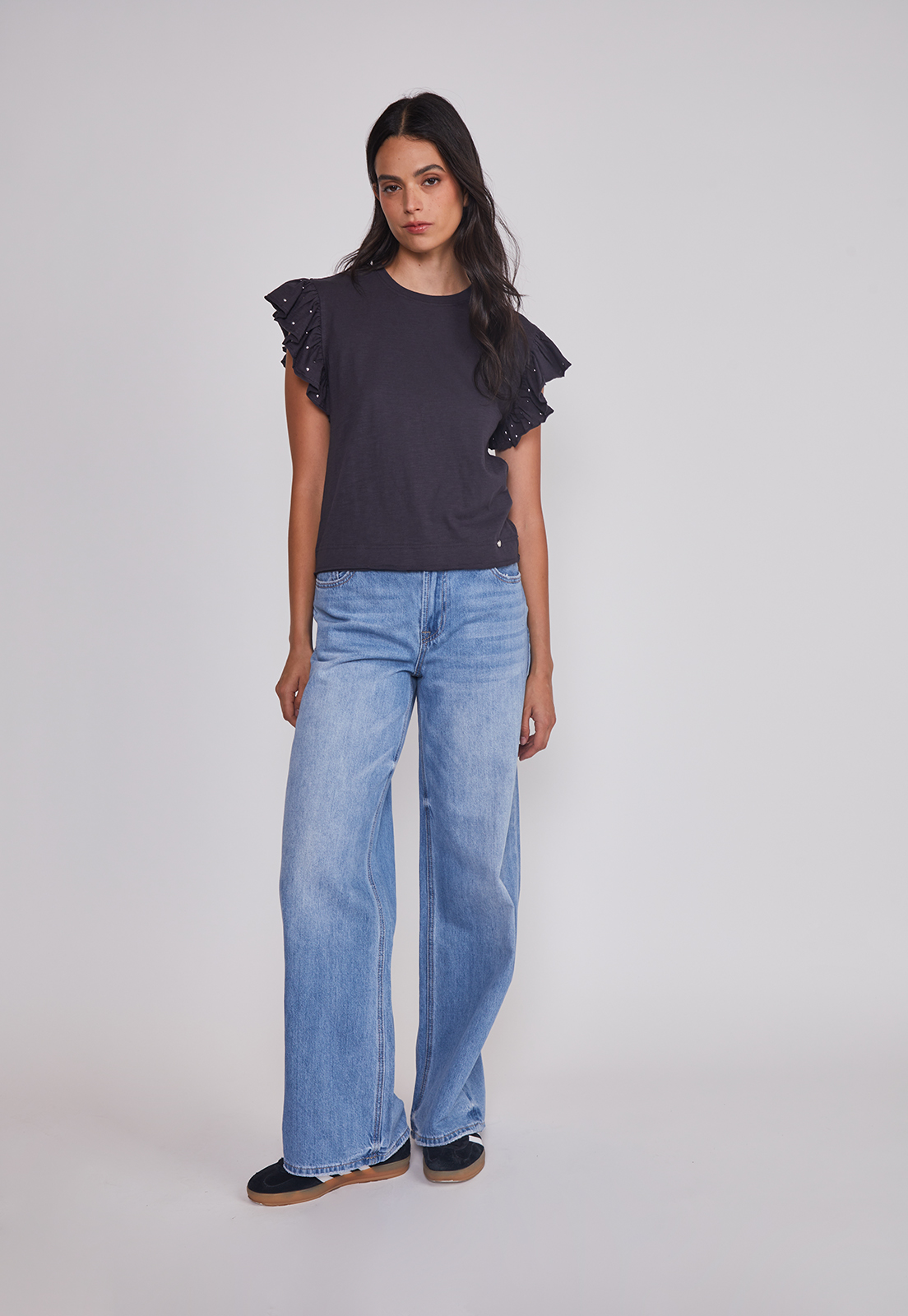 Jeans Mujer Wide Leg Tiro Bajo Azul Sioux 4