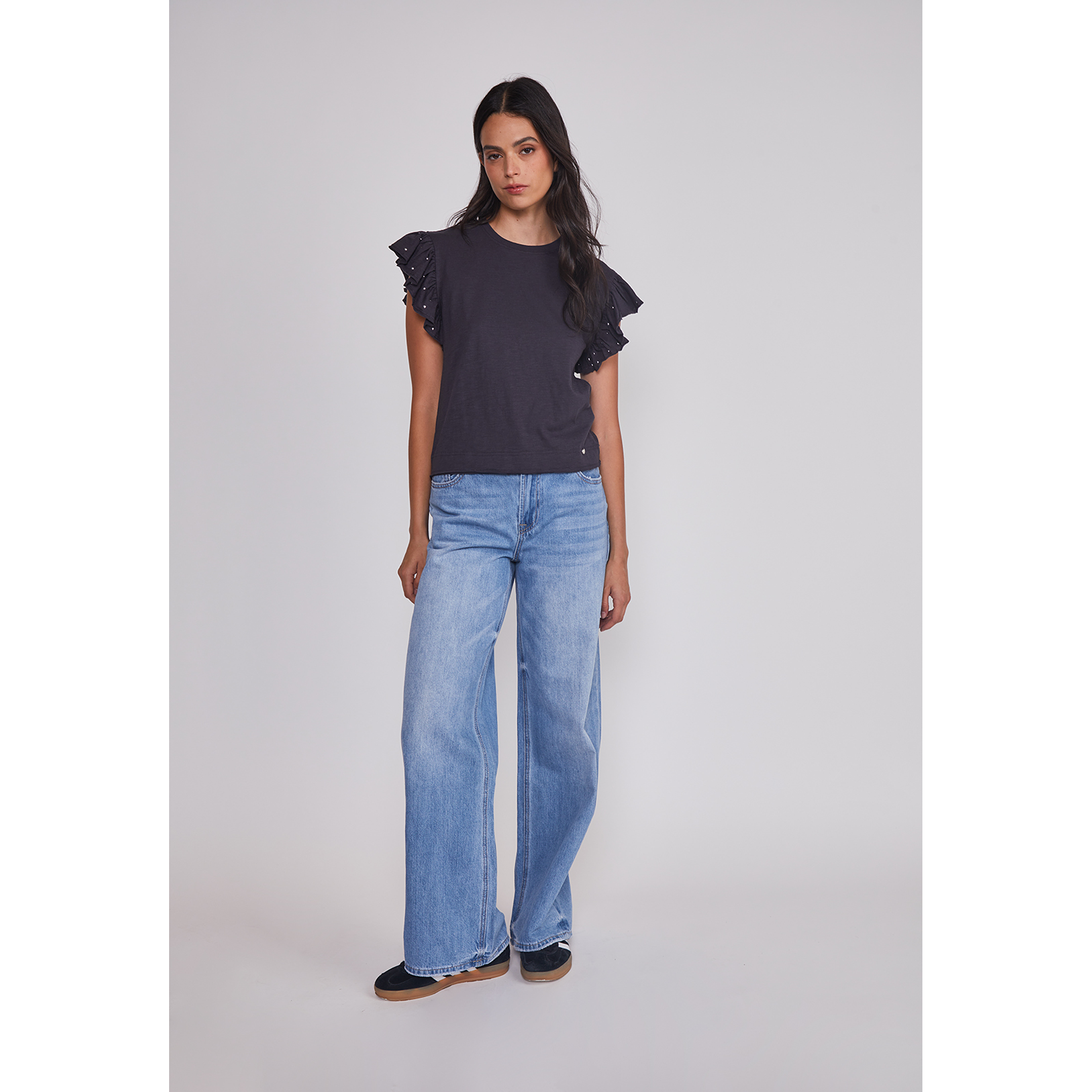 Jeans Mujer Wide Leg Tiro Bajo Azul Sioux 4