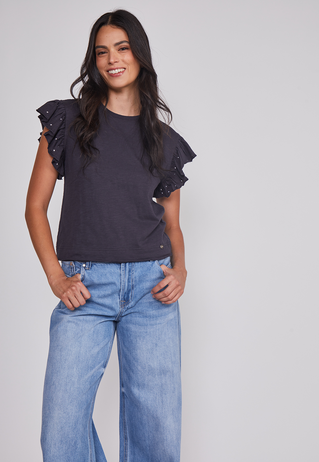 Jeans Mujer Wide Leg Tiro Bajo Azul Sioux 5