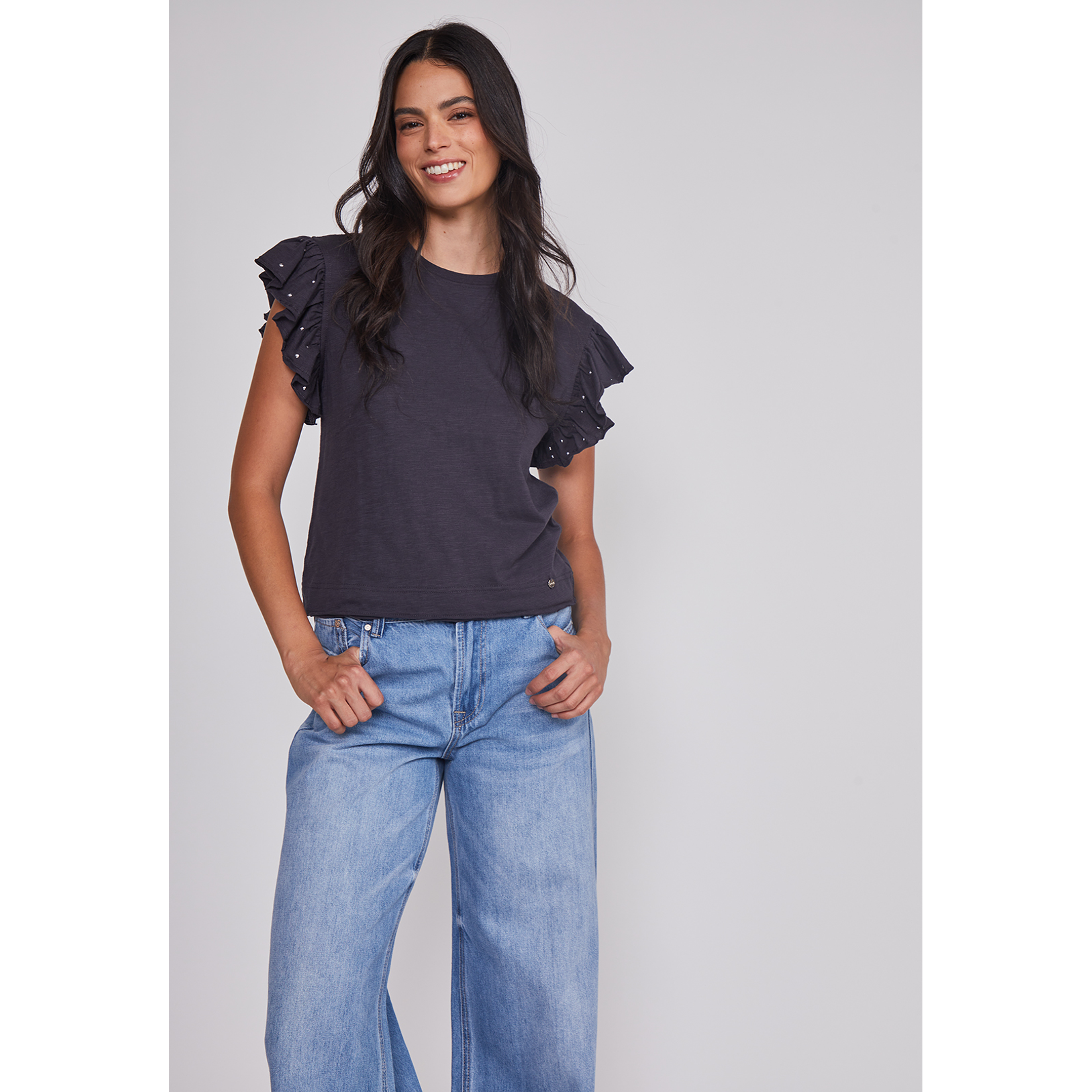 Jeans Mujer Wide Leg Tiro Bajo Azul Sioux 5