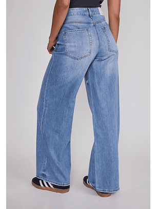 Jeans Mujer Wide Leg Tiro Bajo Azul Sioux