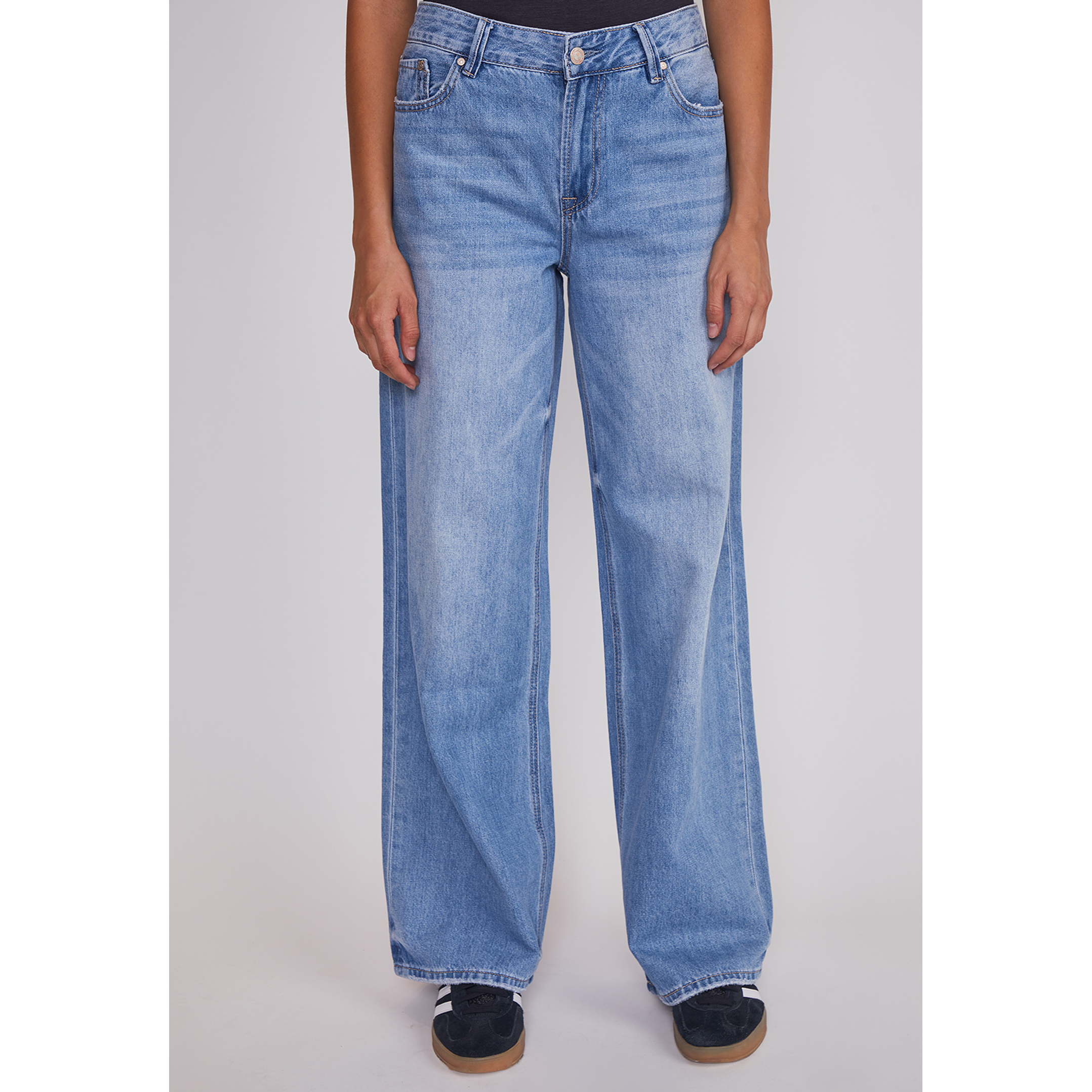 Jeans Mujer Wide Leg Tiro Bajo Azul Sioux 1