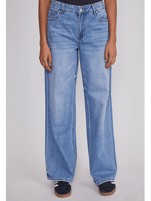 Jeans Mujer Wide Leg Tiro Bajo Azul Sioux