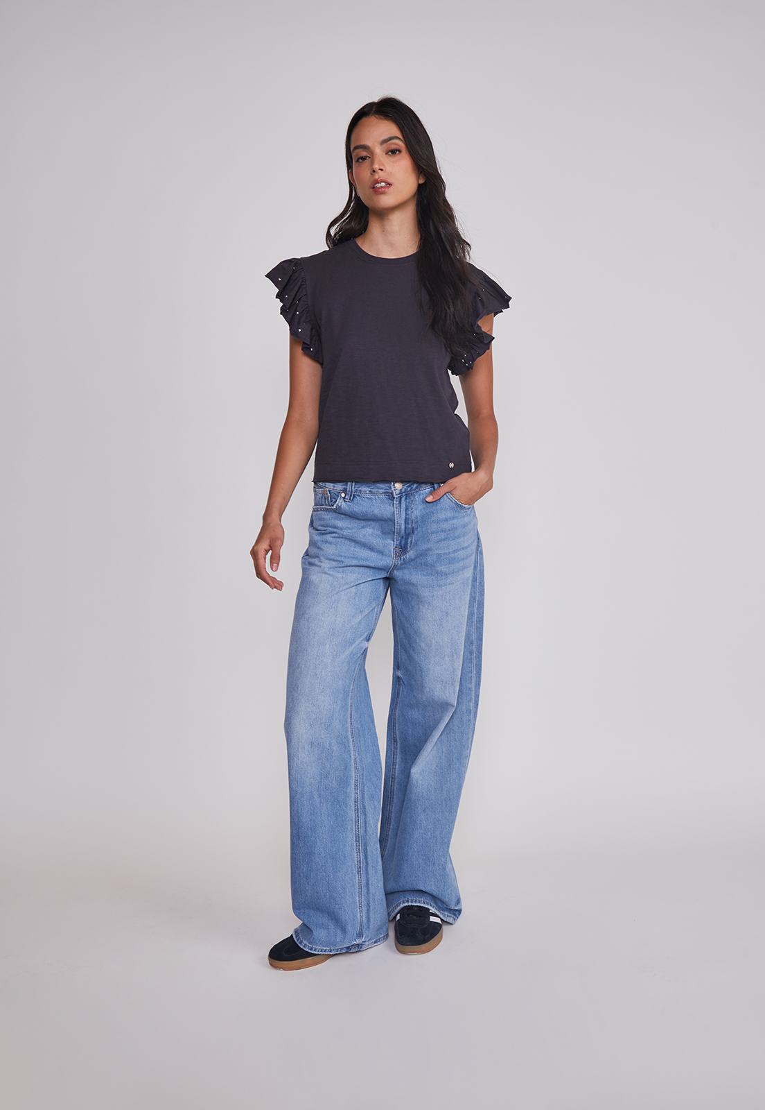 Polera Mujer Manga Brillos Acero Sioux 3