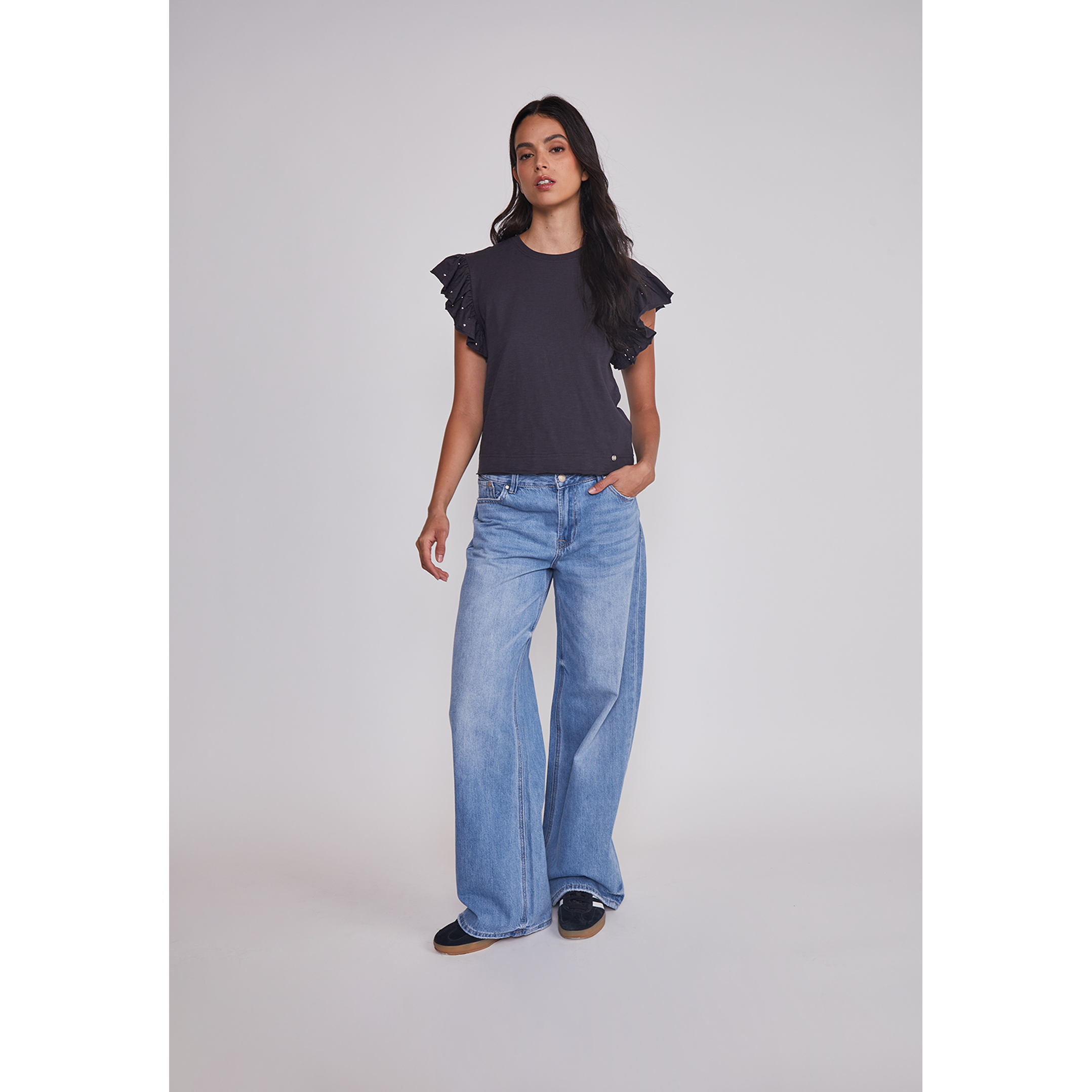 Polera Mujer Manga Brillos Acero Sioux 3