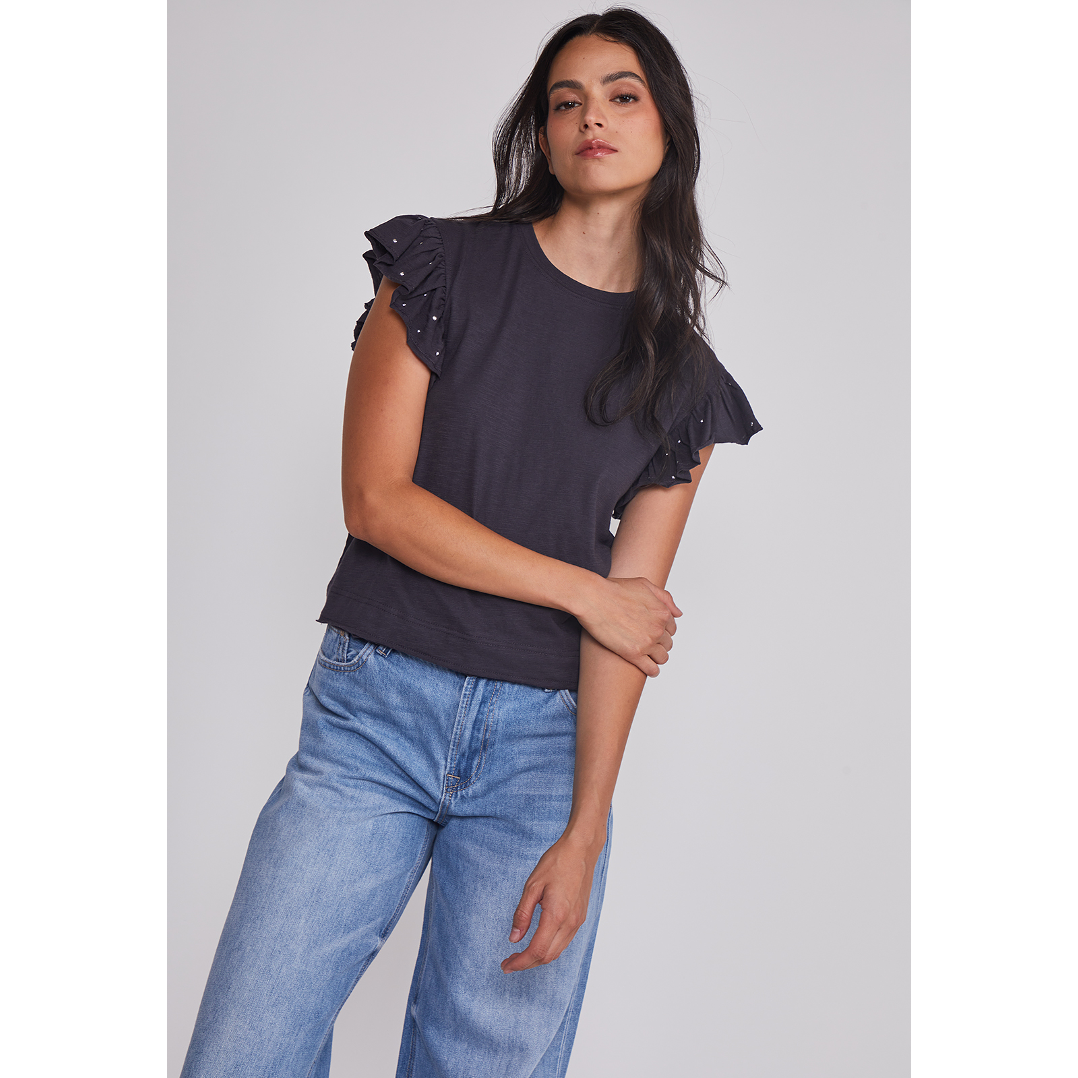 Polera Mujer Manga Brillos Acero Sioux 5