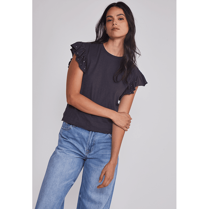 Polera Mujer Manga Brillos Acero Sioux 5