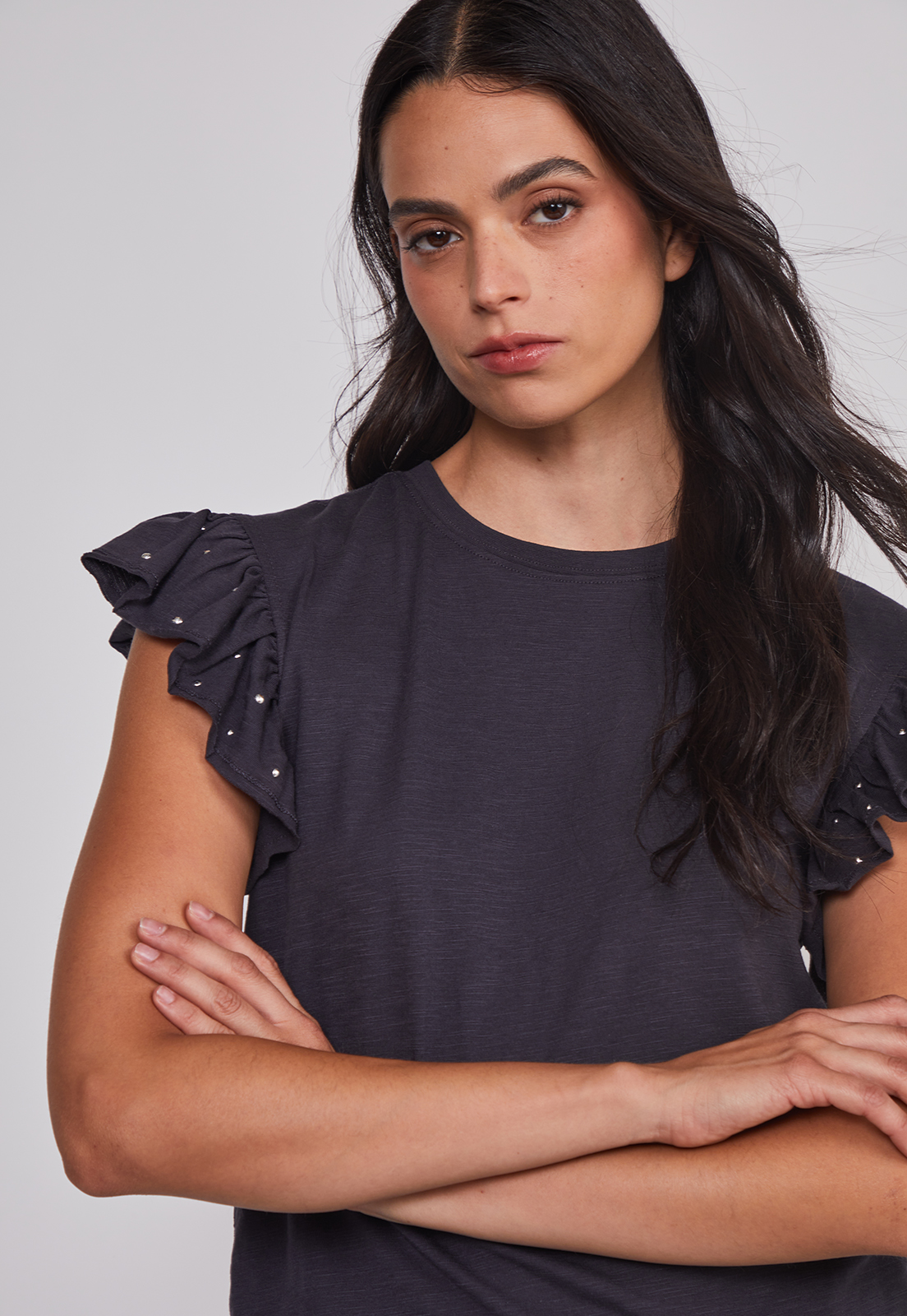 Polera Mujer Manga Brillos Acero Sioux 4