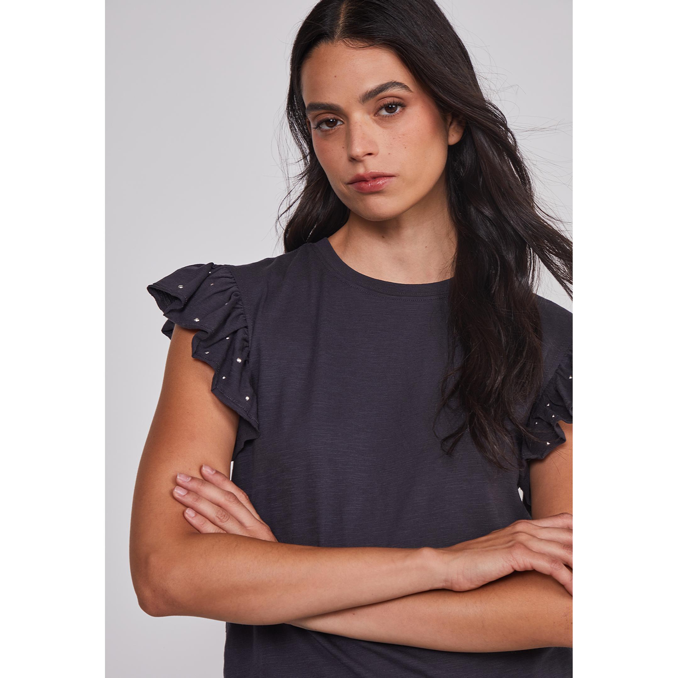 Polera Mujer Manga Brillos Acero Sioux 4