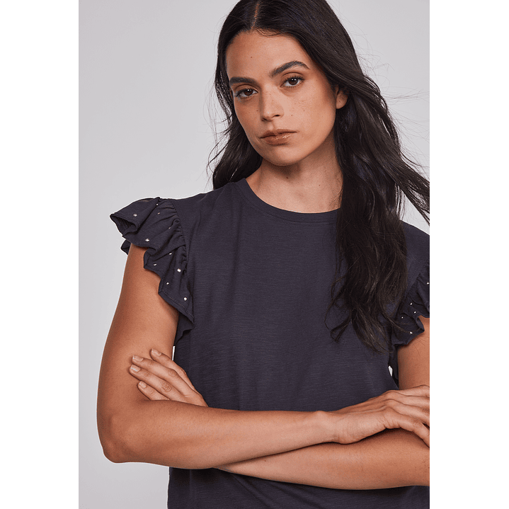 Polera Mujer Manga Brillos Acero Sioux 4