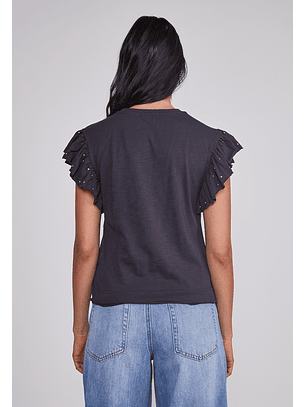 Polera Mujer Manga Brillos Acero Sioux